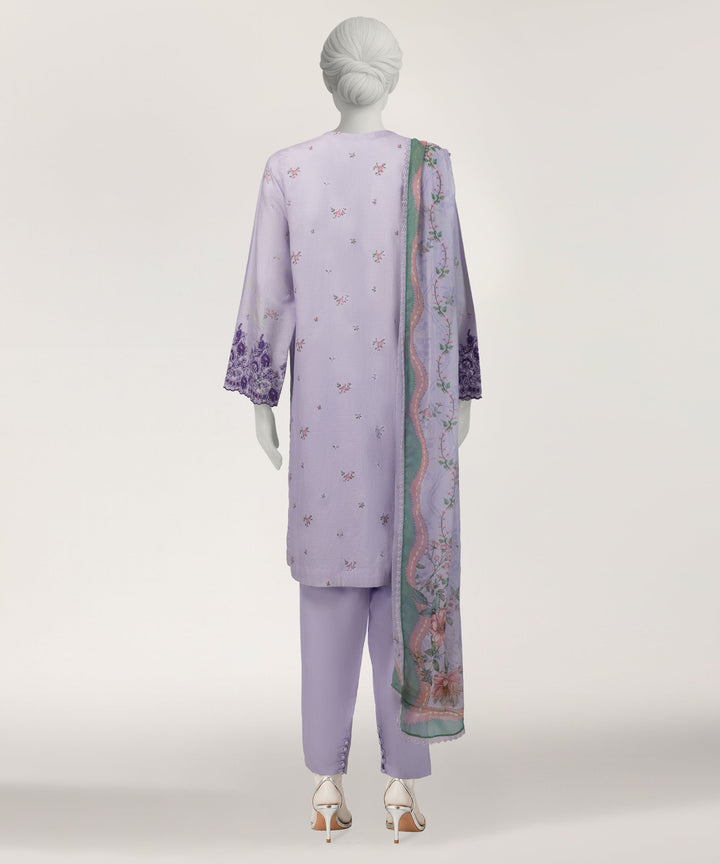 Textured Lilac Stitched Suit - J. Junaid Jamshed