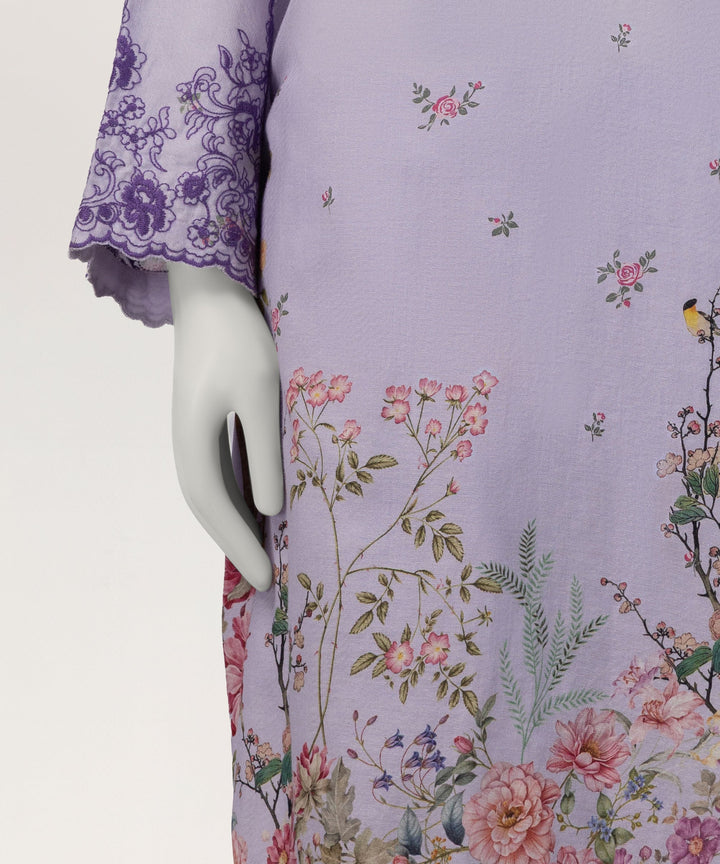 Textured Lilac Stitched Suit - J. Junaid Jamshed