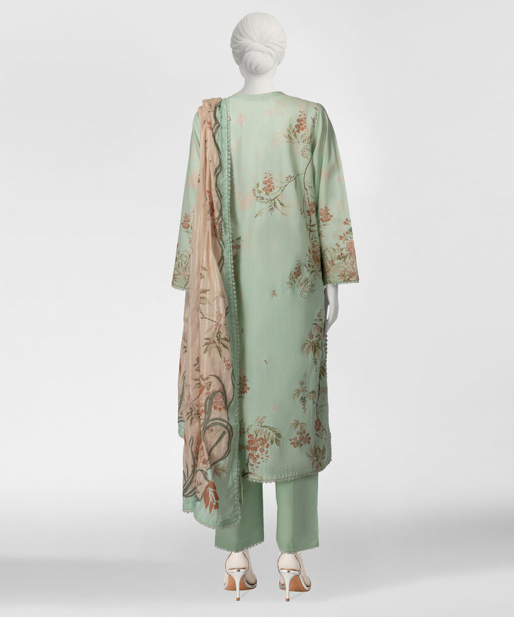 Dobby Light Green Stitched Suit - J. Junaid Jamshed
