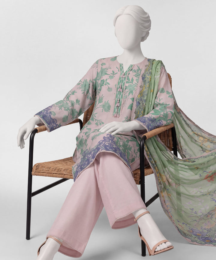 Dobby Pink Stitched Suit - J. Junaid Jamshed