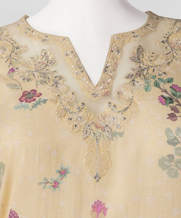 Cotton Viscose Light Yellow Stitched Suit - J. Junaid Jamshed