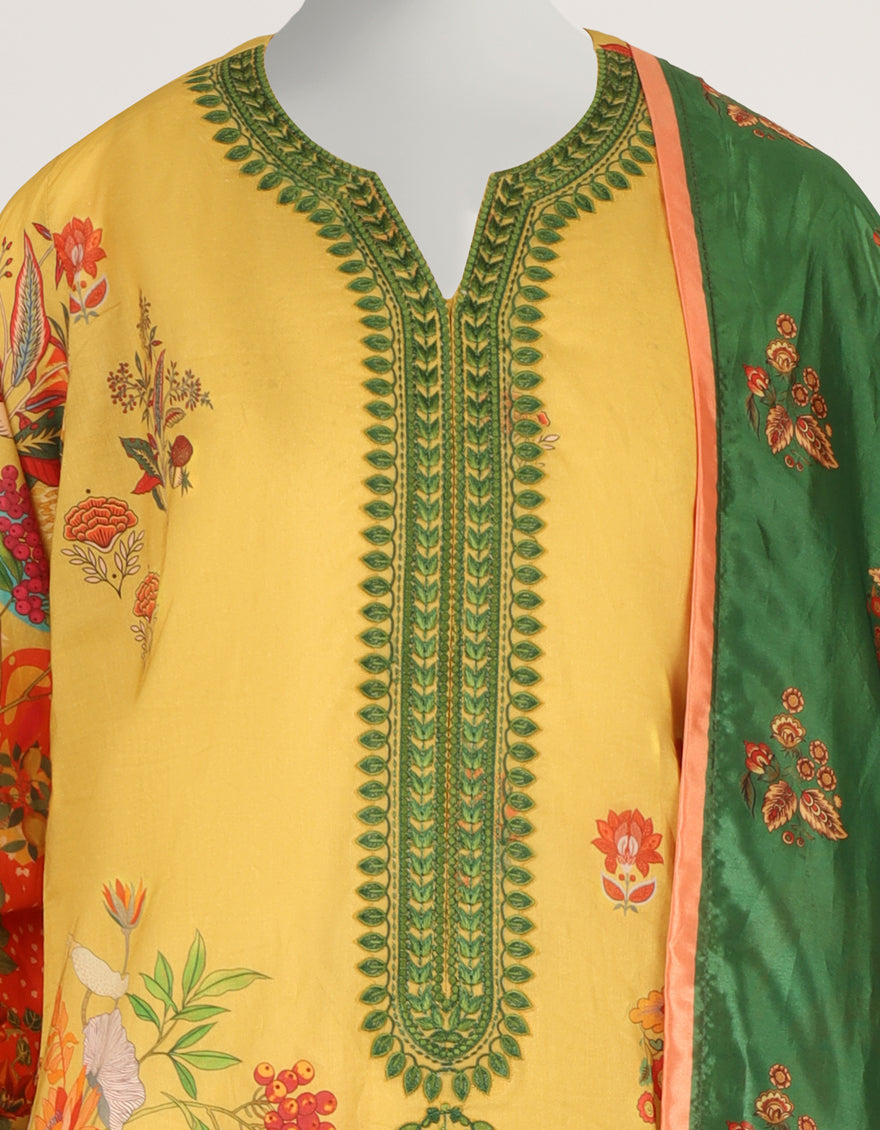 Lawn Yellow Stitched Suit - J. Junaid Jamshed