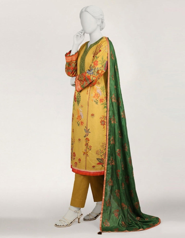 Lawn Yellow Stitched Suit - J. Junaid Jamshed
