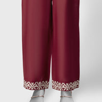 Lawn Maroon Trouser - J. Junaid Jamshed