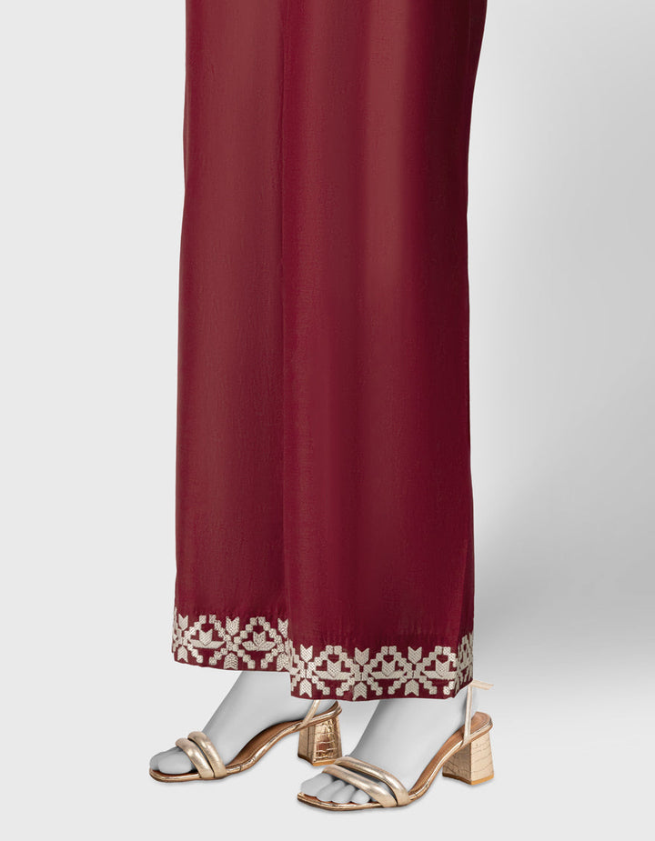 Lawn Maroon Trouser - J. Junaid Jamshed