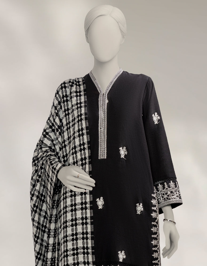 Jacquard Teal Unstitched Suit - J. Junaid Jamshed