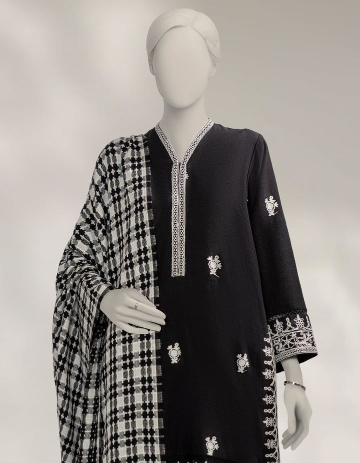 Jacquard Teal Unstitched Suit - J. Junaid Jamshed