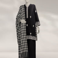 Jacquard Teal Unstitched Suit - J. Junaid Jamshed
