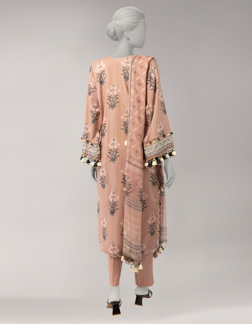 Lawn Pink Unstitched Suit - J. Junaid Jamshed