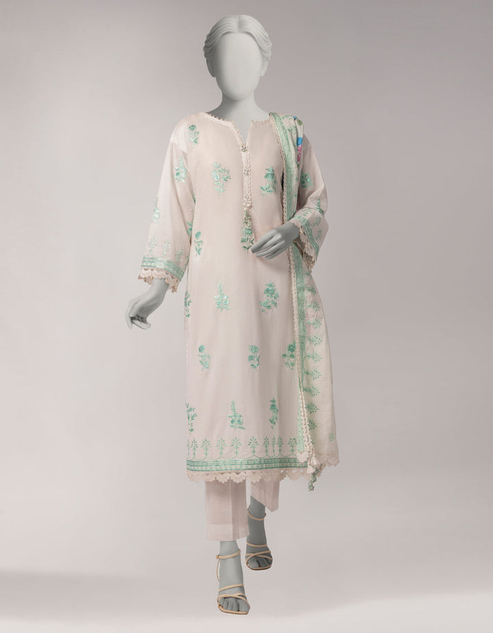 Dobby White Unstitched Suit - J. Junaid Jamshed