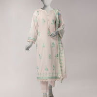 Dobby White Unstitched Suit - J. Junaid Jamshed