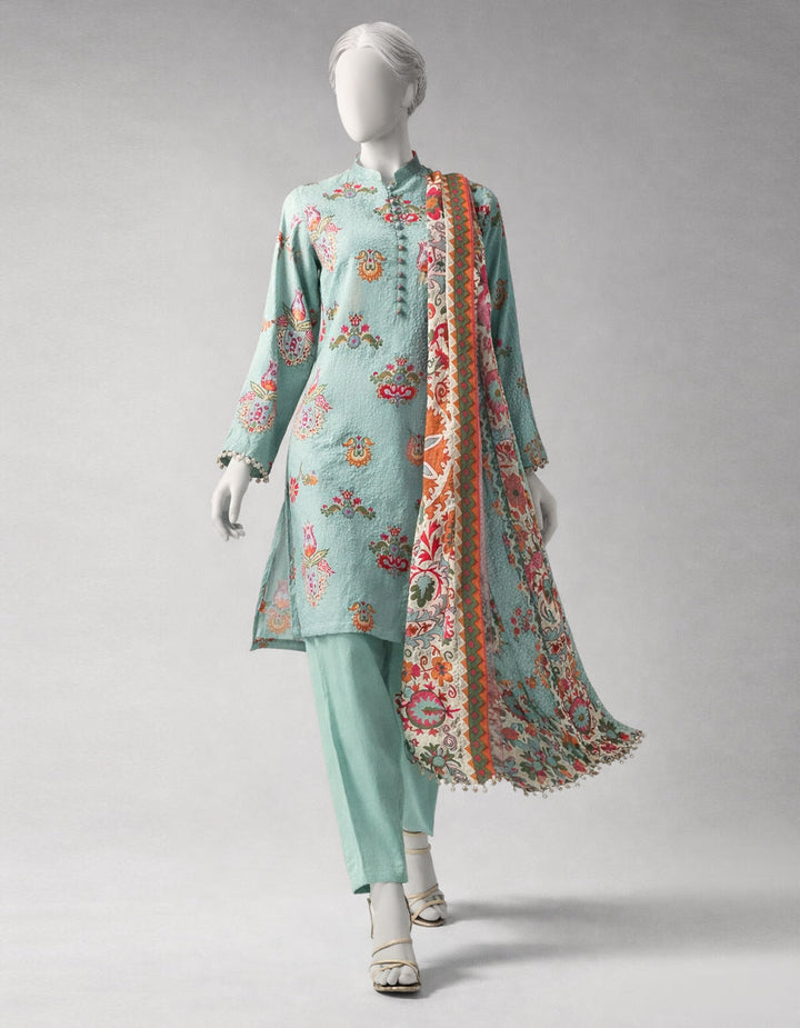 Lawn Multicolor Unstitched Suit - J. Junaid Jamshed