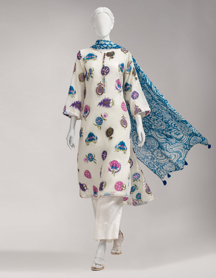 Lawn Multicolor Unstitched Suit - J. Junaid Jamshed