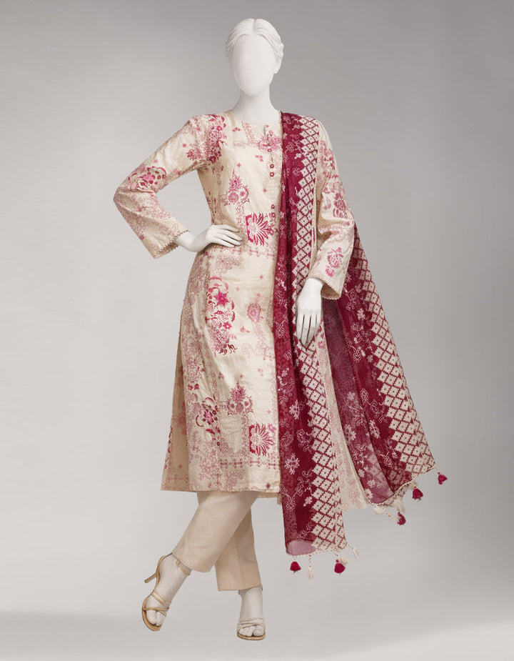 Lawn Multicolor Unstitched Suit - J. Junaid Jamshed