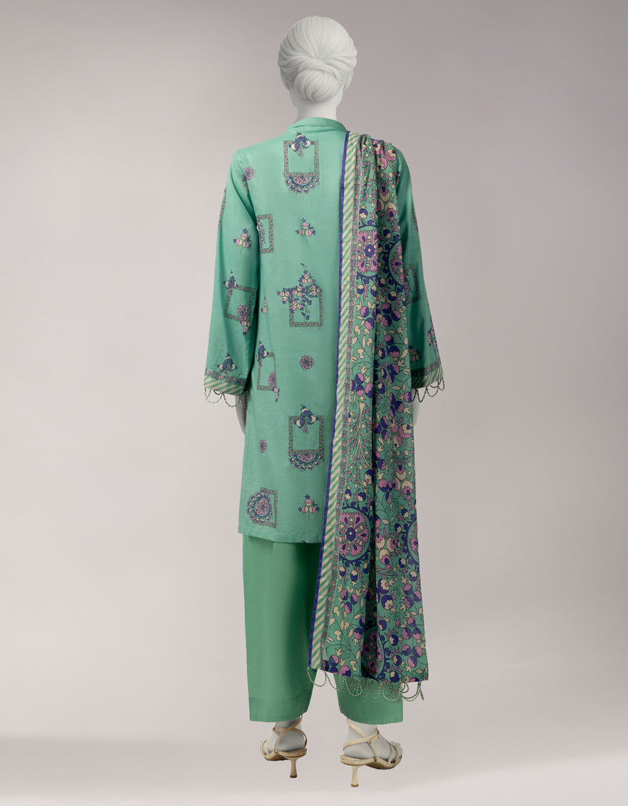 Lawn Multicolor Unstitched Suit - J. Junaid Jamshed