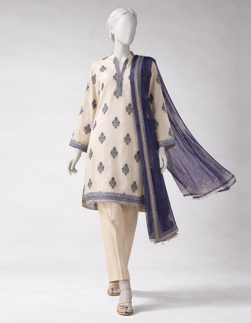 Lawn Multicolor Unstitched Suit - J. Junaid Jamshed