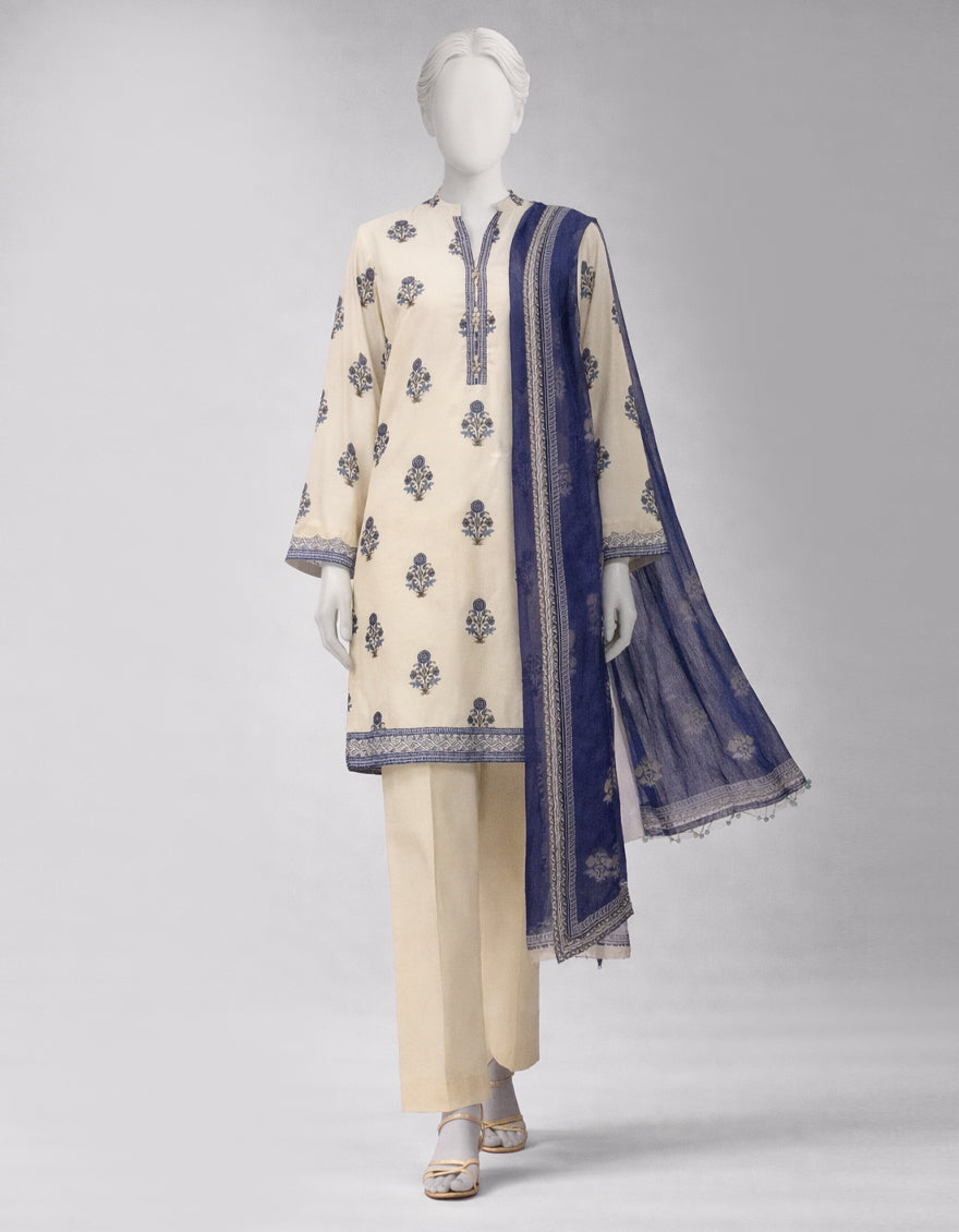 Lawn Multicolor Unstitched Suit - J. Junaid Jamshed