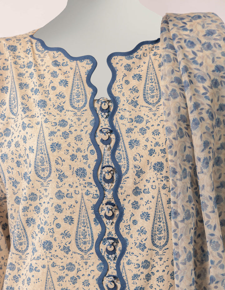 Lawn Multicolor Unstitched Suit - J. Junaid Jamshed
