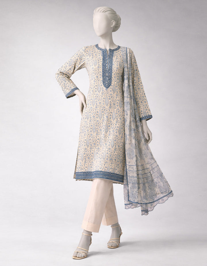 Lawn Multicolor Unstitched Suit - J. Junaid Jamshed