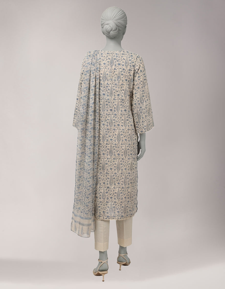 Lawn Multicolor Unstitched Suit - J. Junaid Jamshed