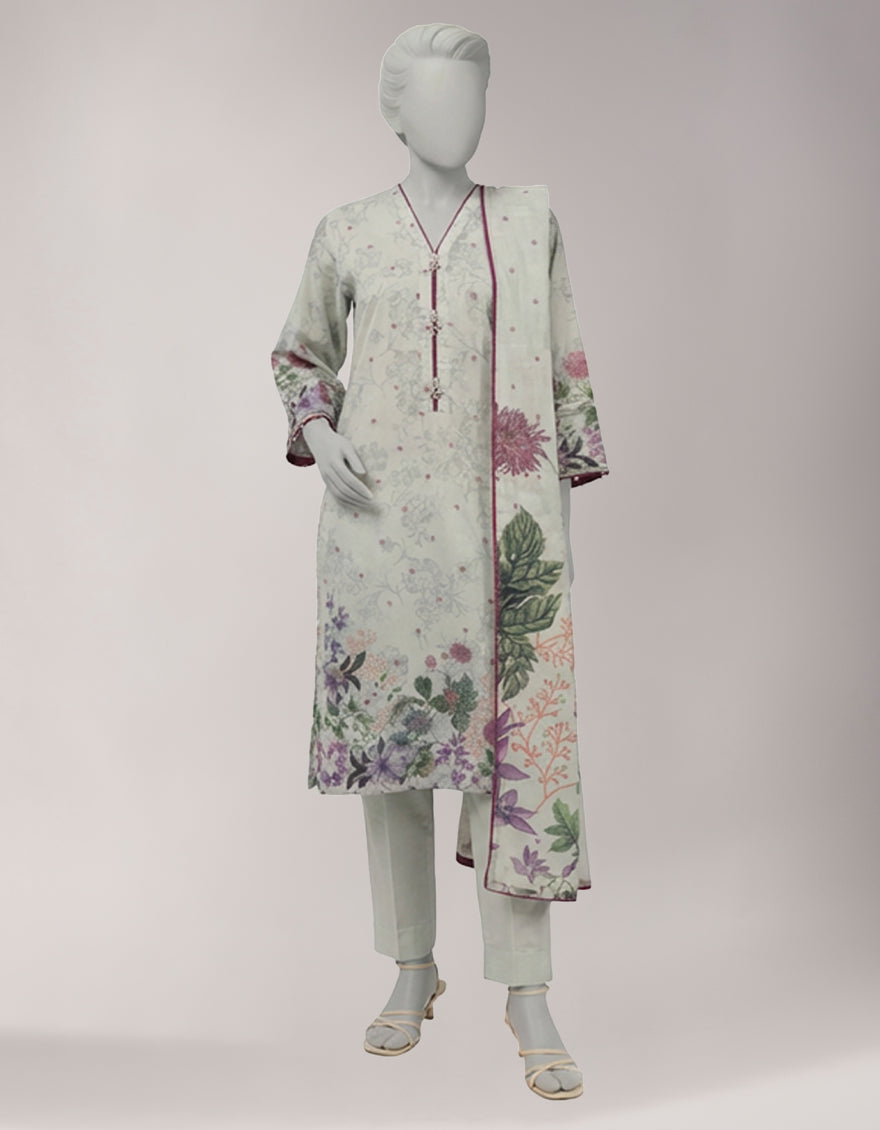 Lawn Multicolor Unstitched Suit - J. Junaid Jamshed