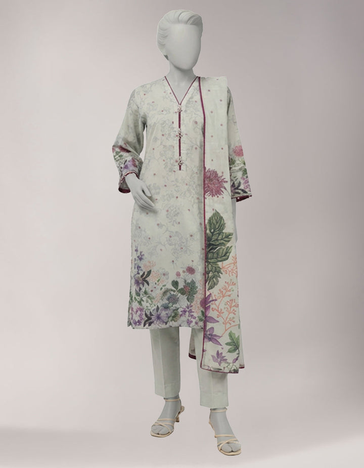 Lawn Multicolor Unstitched Suit - J. Junaid Jamshed