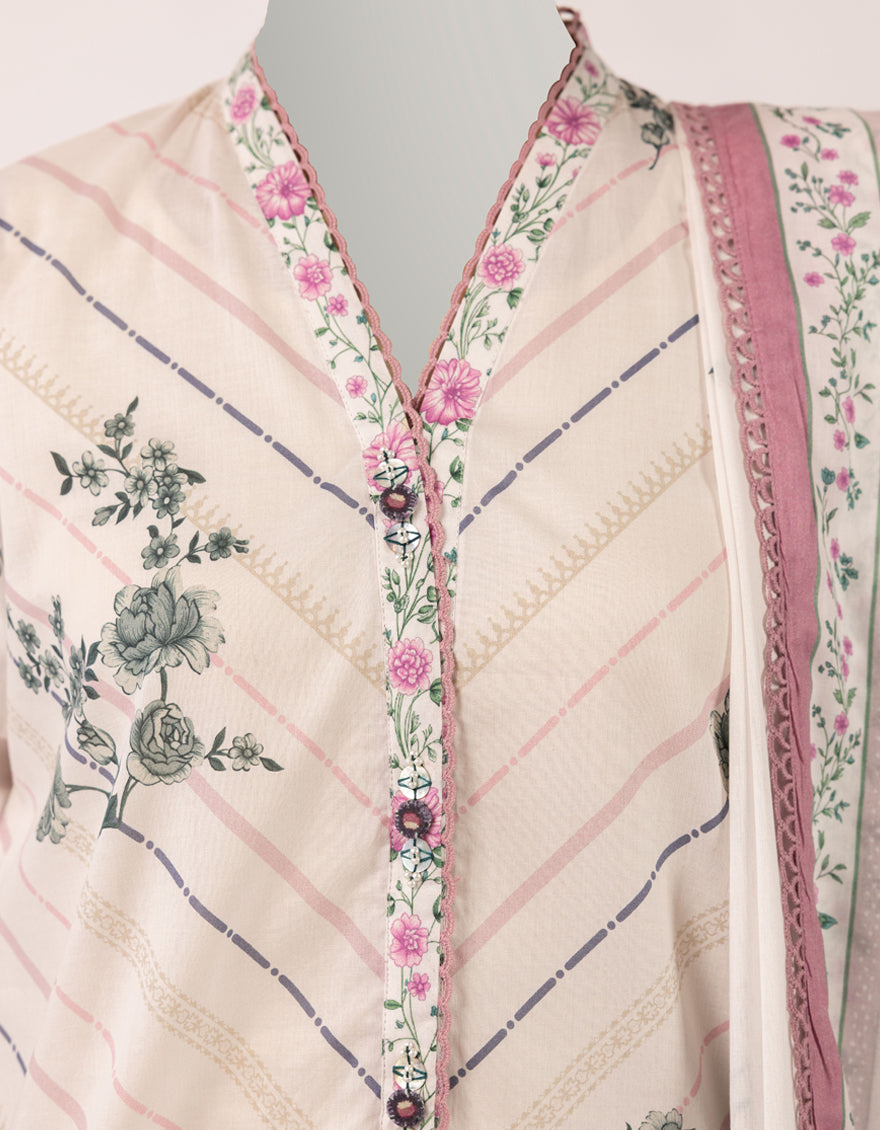 Lawn Multicolor Unstitched Suit - J. Junaid Jamshed