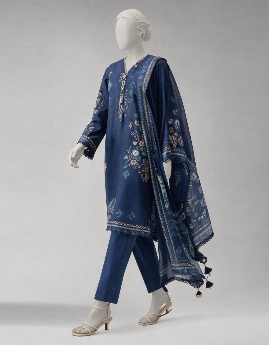 Lawn Multicolor Unstitched Suit - J. Junaid Jamshed