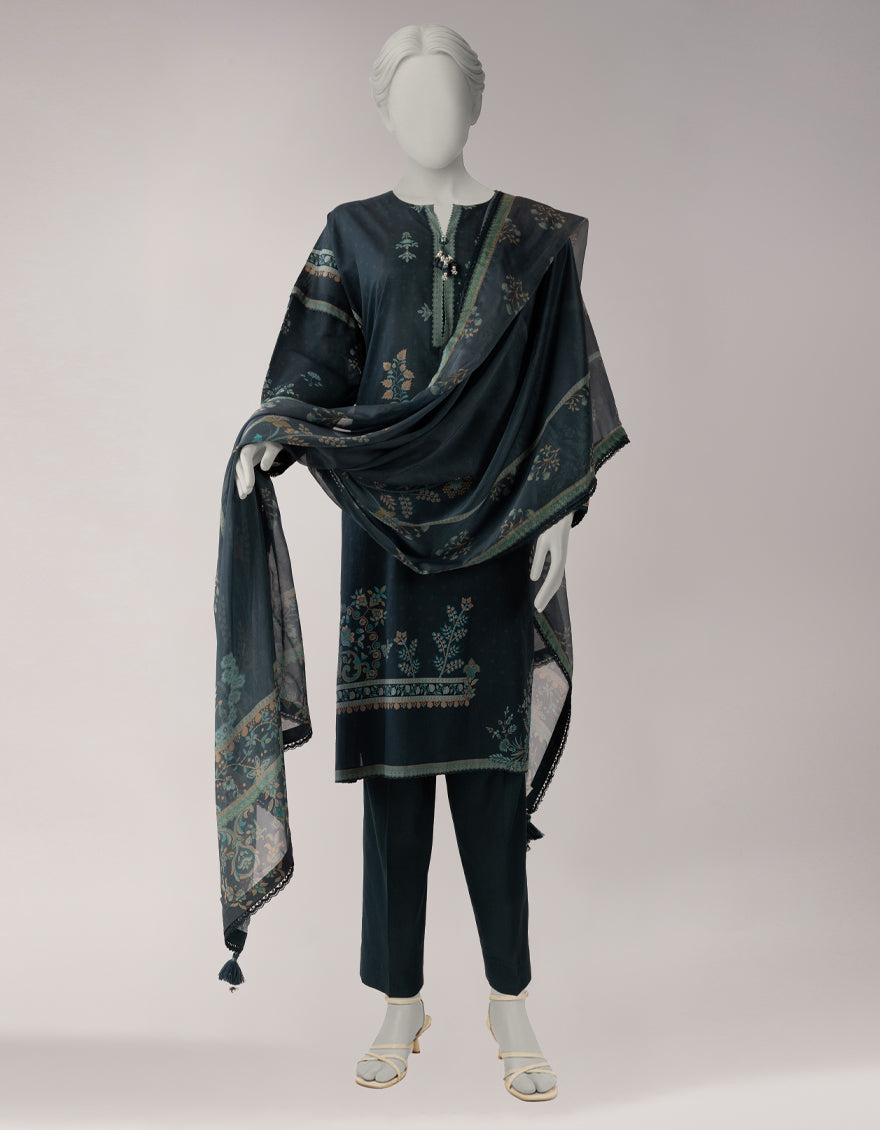 Lawn Multicolor Unstitched Suit - J. Junaid Jamshed