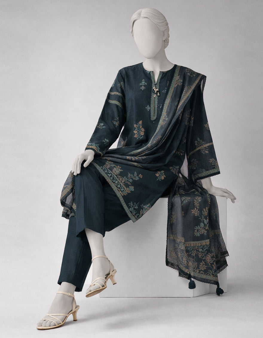 Lawn Multicolor Unstitched Suit - J. Junaid Jamshed
