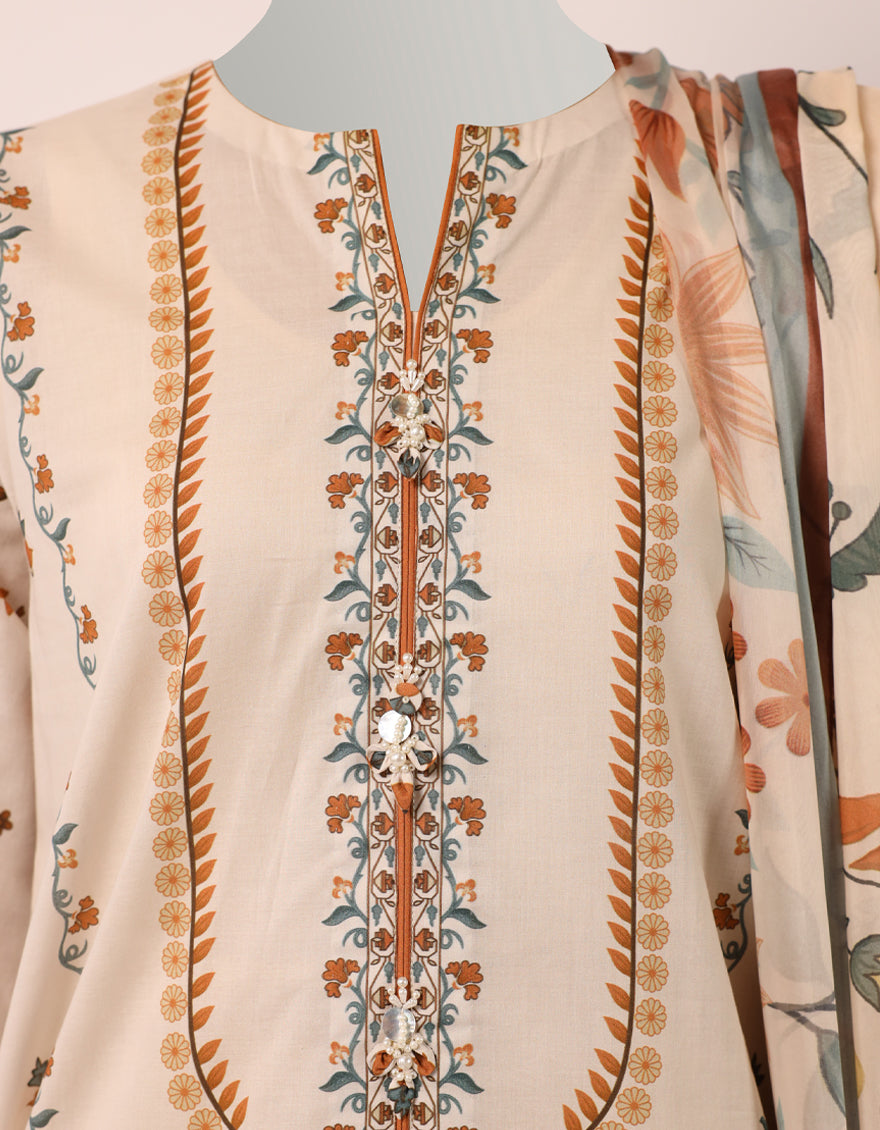Lawn Multicolor Unstitched Suit - J. Junaid Jamshed