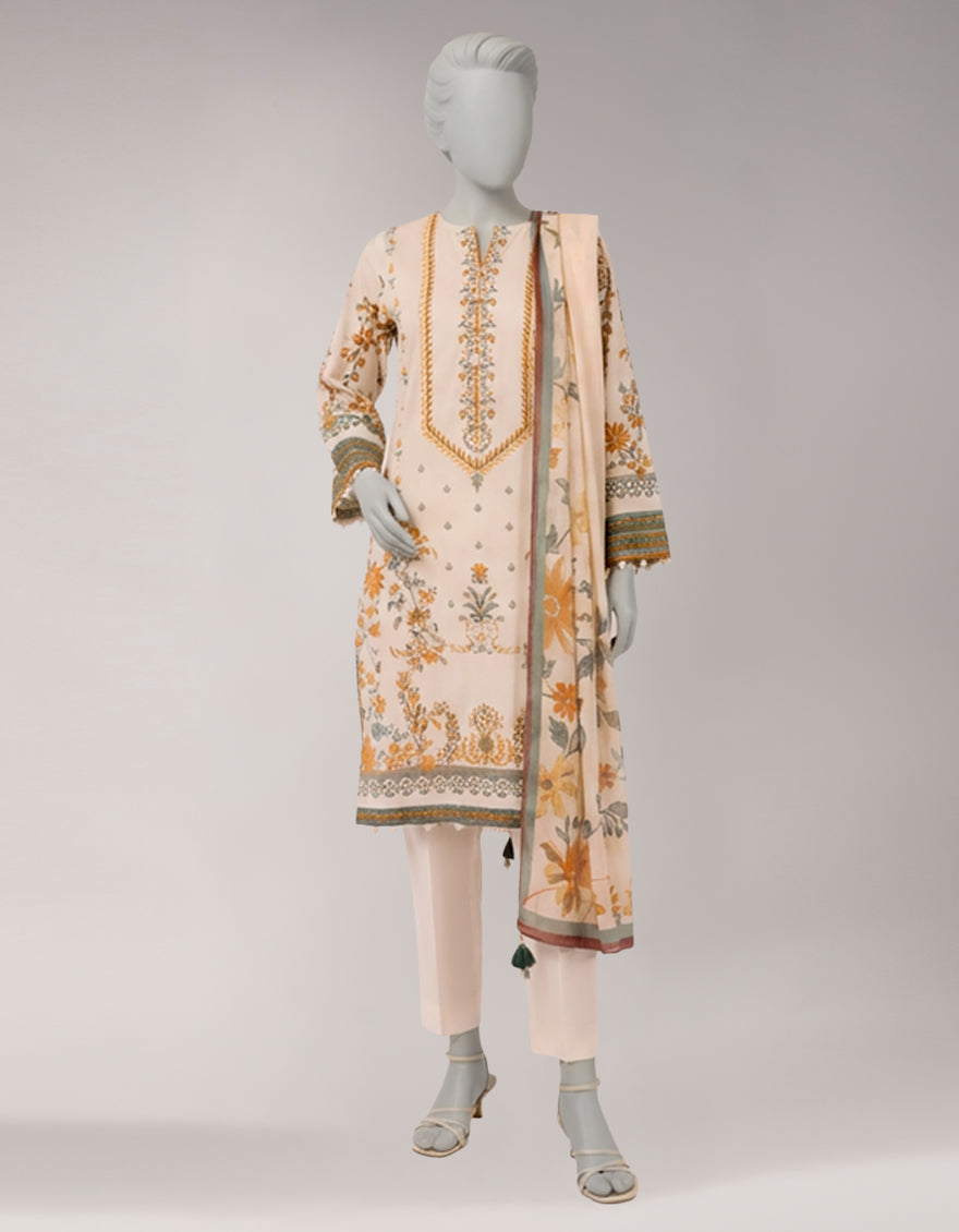 Lawn Multicolor Unstitched Suit - J. Junaid Jamshed