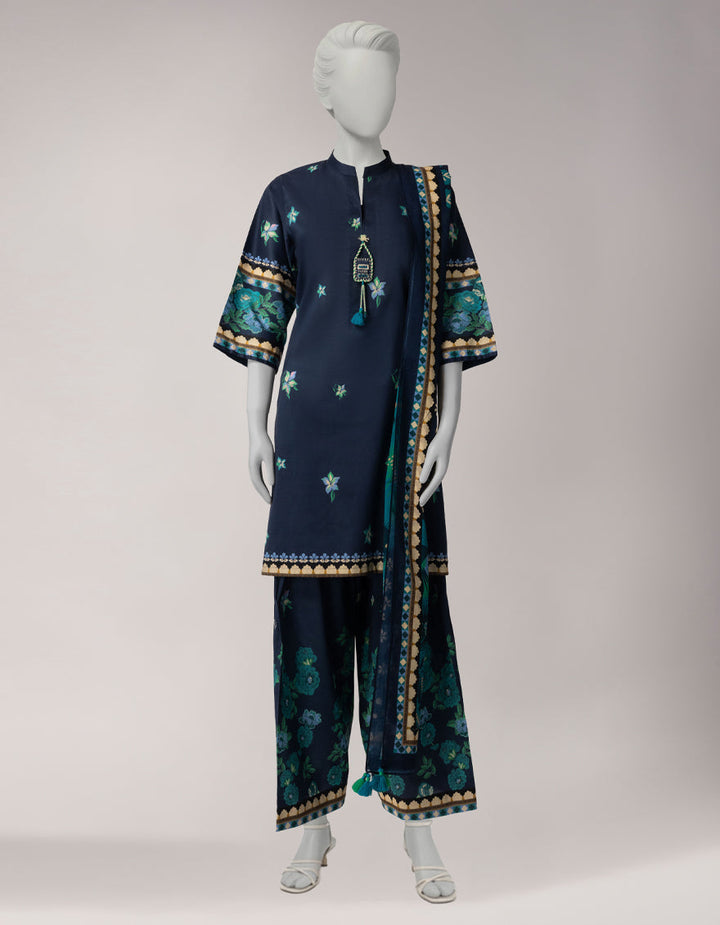Lawn Multicolor Unstitched Suit - J. Junaid Jamshed