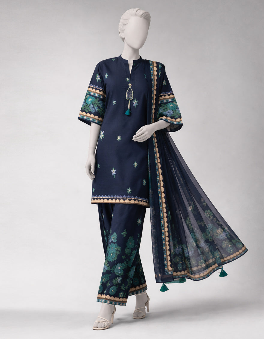 Lawn Multicolor Unstitched Suit - J. Junaid Jamshed