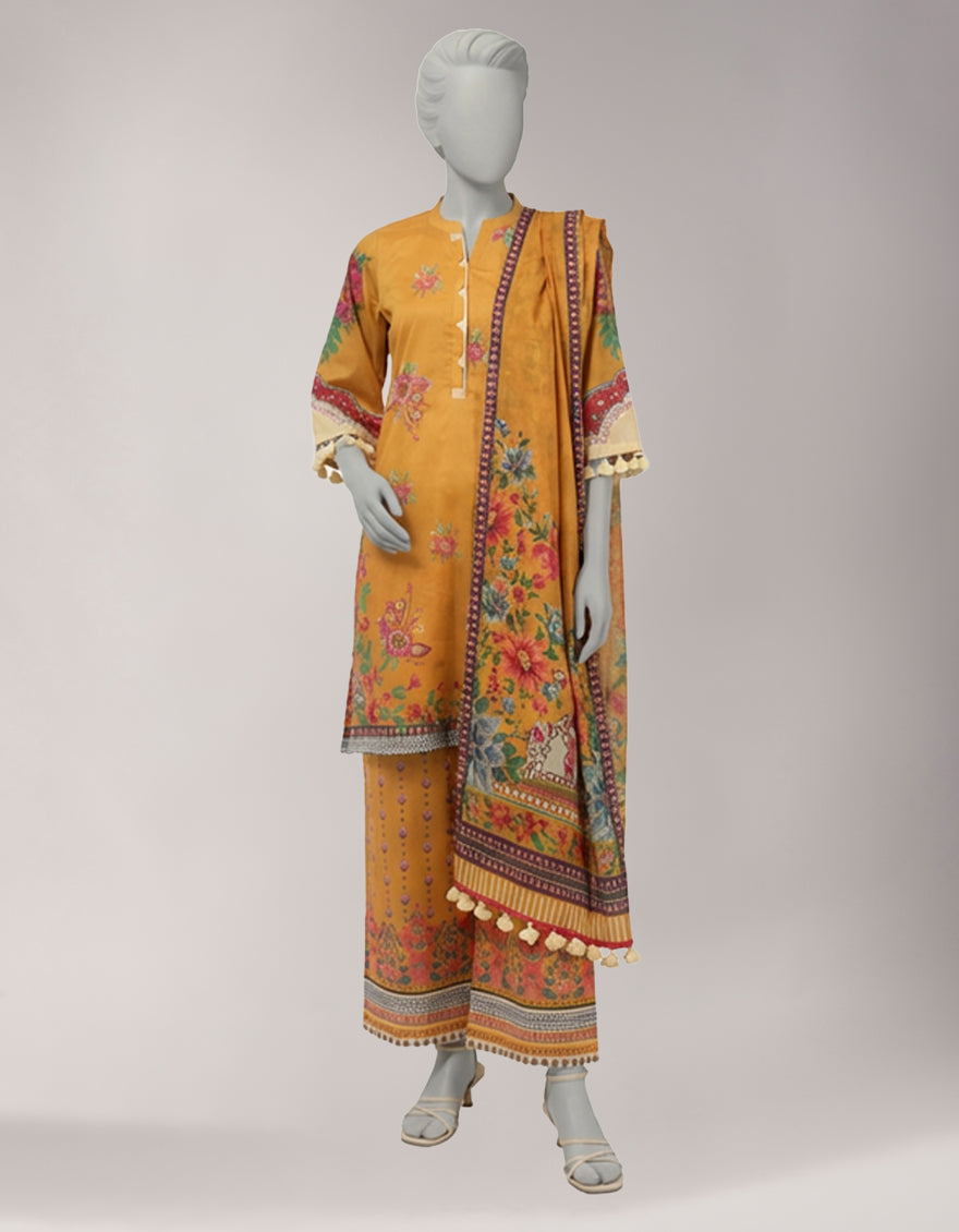 Lawn Multicolor Unstitched Suit - J. Junaid Jamshed