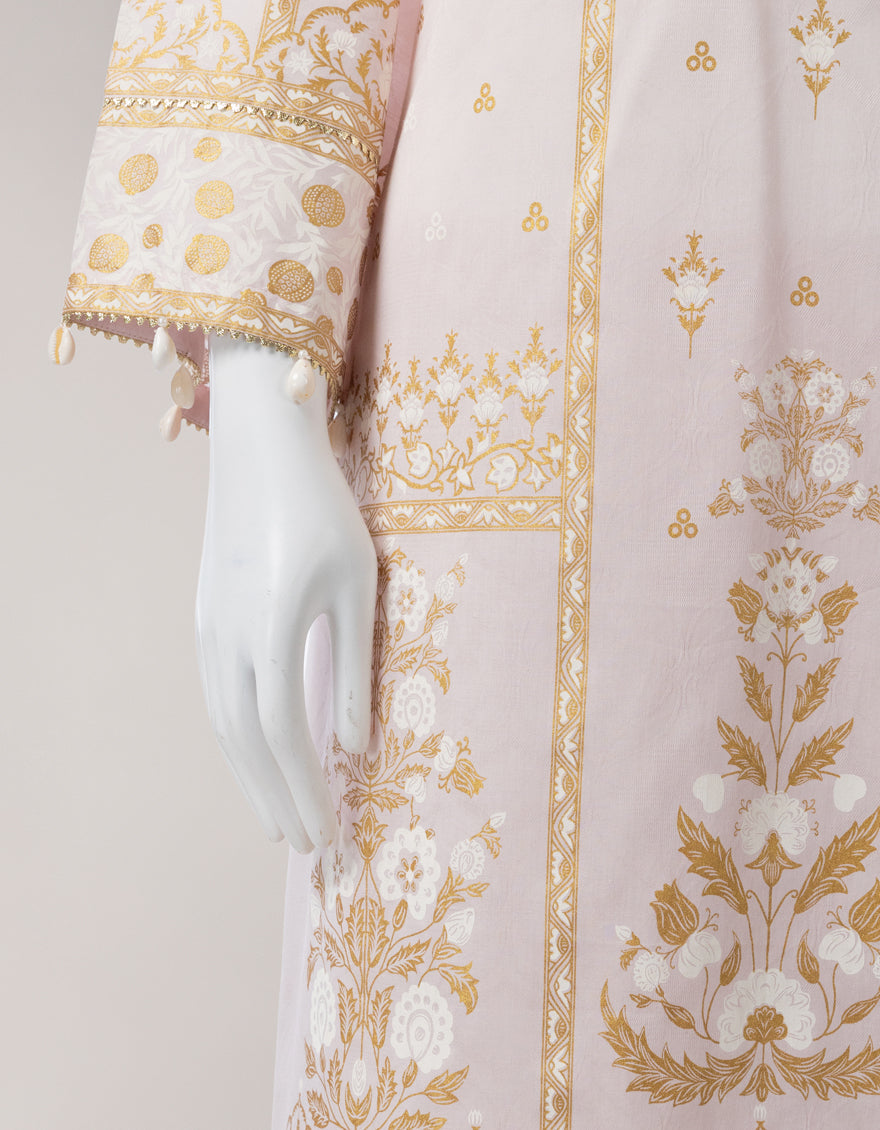 Jacquard Pink Unstitched Suit - J. Junaid Jamshed