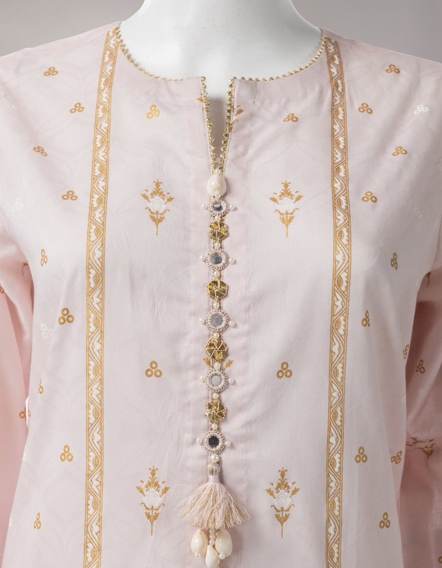 Jacquard Pink Unstitched Suit - J. Junaid Jamshed