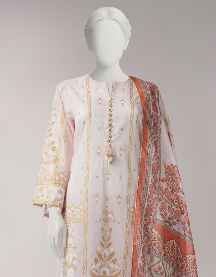 Jacquard Pink Unstitched Suit - J. Junaid Jamshed