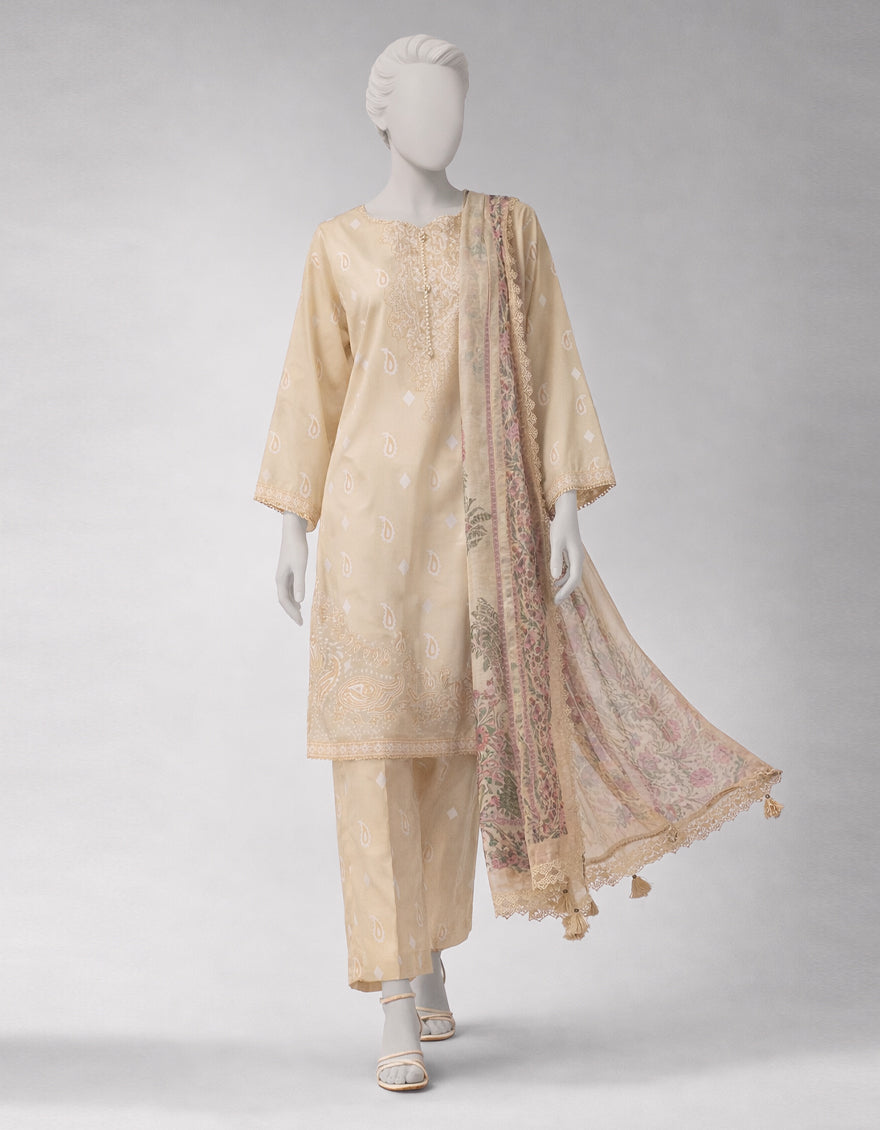Lawn Multicolor Unstitched Suit - J. Junaid Jamshed