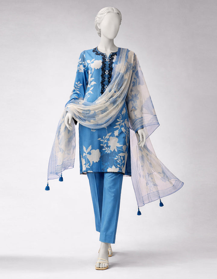 Lawn Multicolor Unstitched Suit - J. Junaid Jamshed