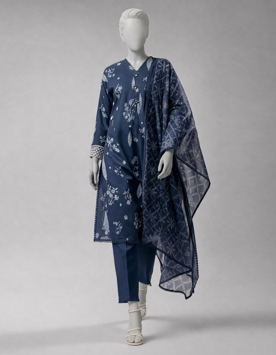 Lawn Multicolor Unstitched Suit - J. Junaid Jamshed