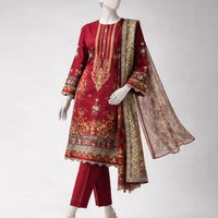 Lawn Multicolor Unstitched Suit - J. Junaid Jamshed