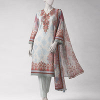 Lawn Multicolor Unstitched Suit - J. Junaid Jamshed