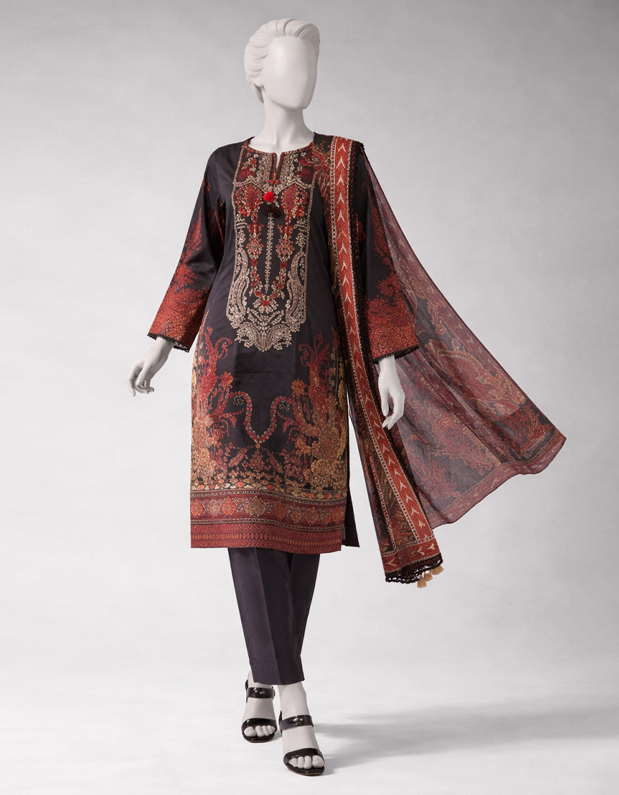 Lawn Multicolor Unstitched Suit - J. Junaid Jamshed