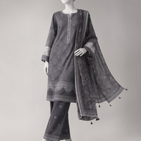 Lawn Grey Unstitched Suit - J. Junaid Jamshed