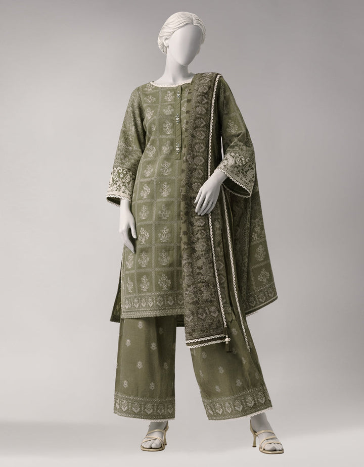 Lawn Green Unstitched Suit - J. Junaid Jamshed