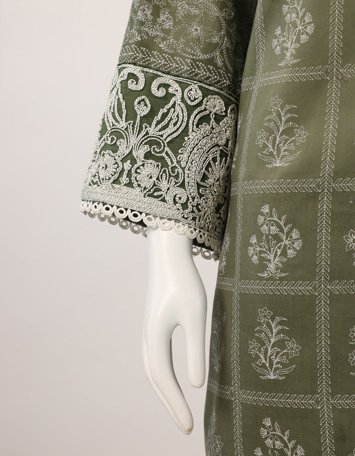Lawn Green Unstitched Suit - J. Junaid Jamshed