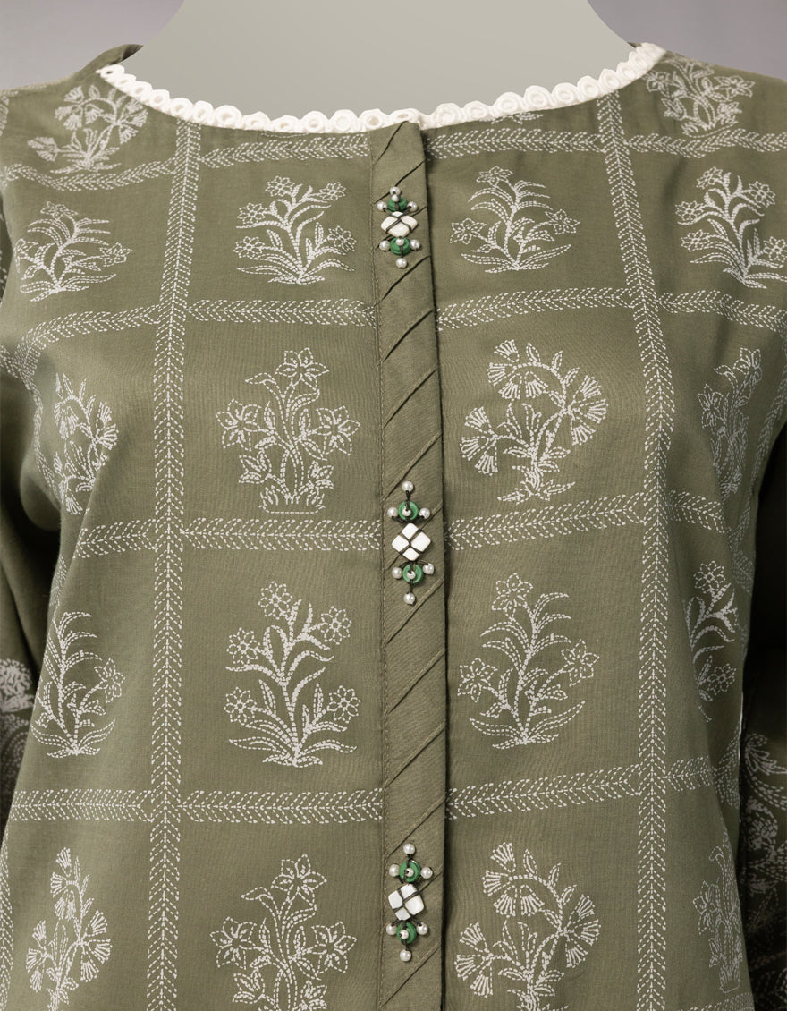 Lawn Green Unstitched Suit - J. Junaid Jamshed