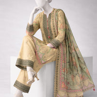 Lawn Multicolor Unstitched Suit - J. Junaid Jamshed