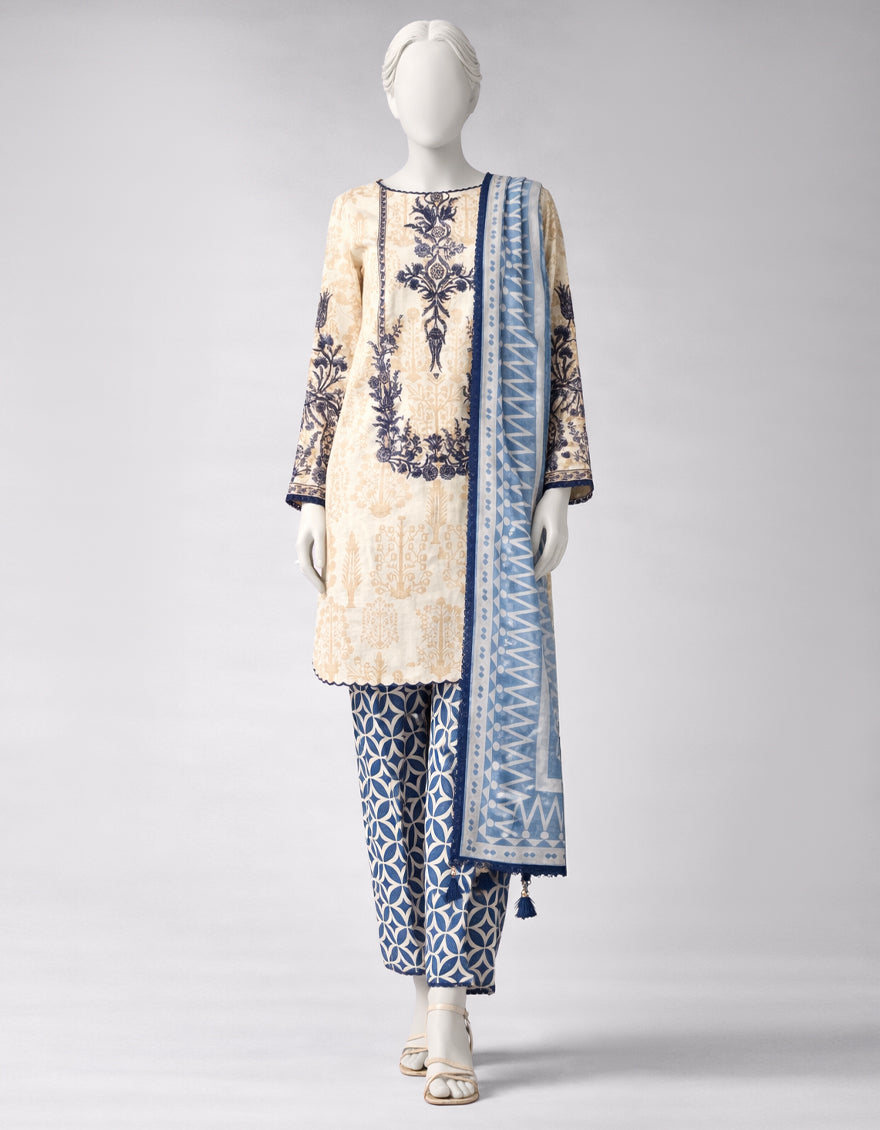 Lawn Multicolor Unstitched Suit - J. Junaid Jamshed